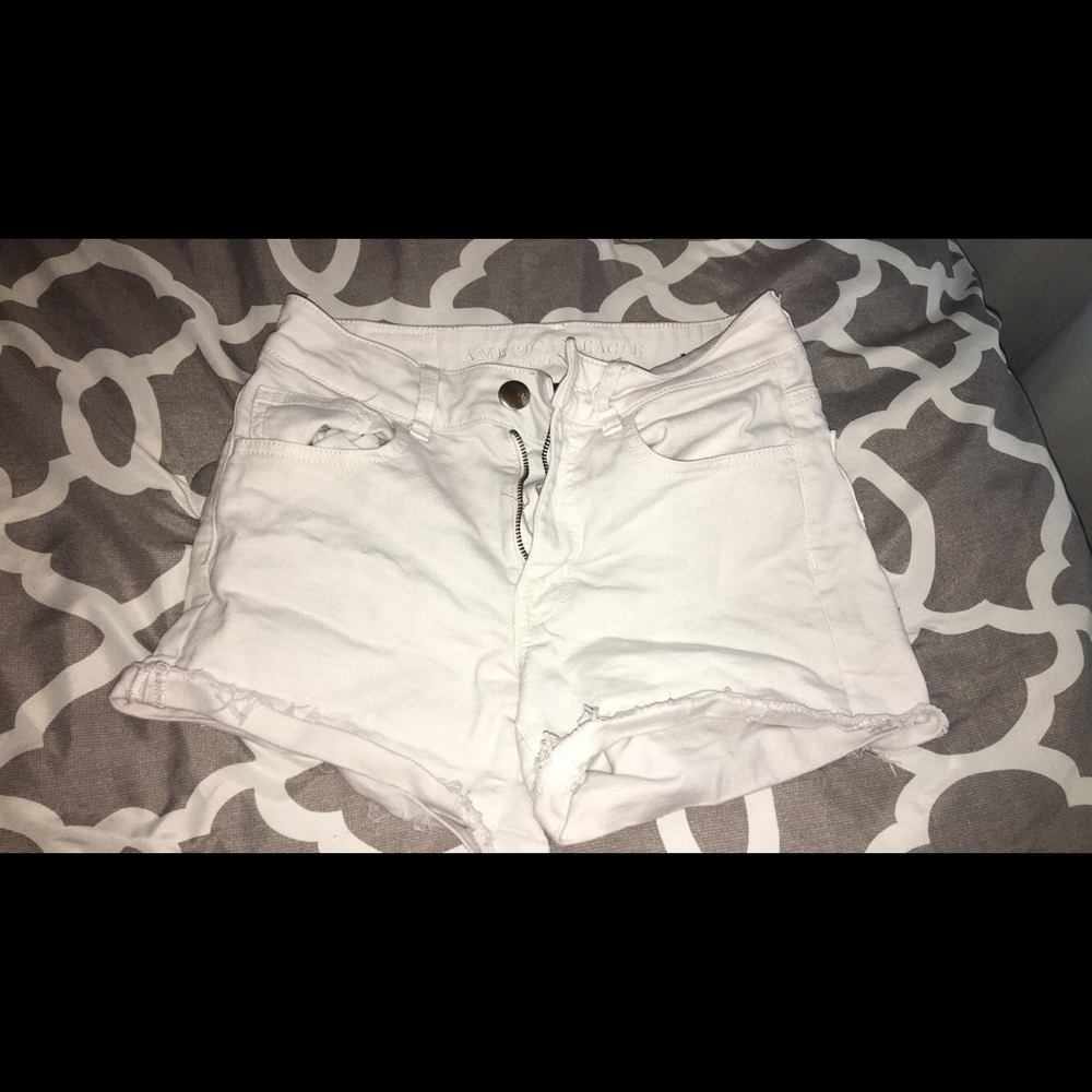 American Eagle White Hi-Rise Shortie Shorts